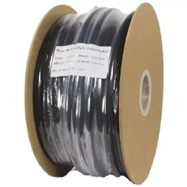 Soepele zwarte rubberkabel 3 x 2,5 voor buiten, rol 50 meter
